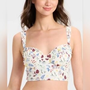 Colsie Floral Print Bralette Bustier Crop Top